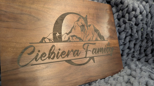 Custom Mountain Monogram Cutting Board