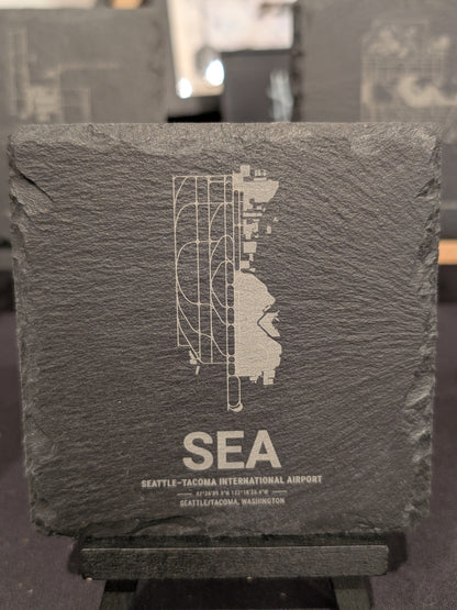 Airport Map Slate Coasters