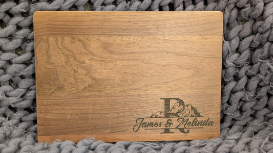 Custom Mountain Monogram Cutting Board - Walnut Wood