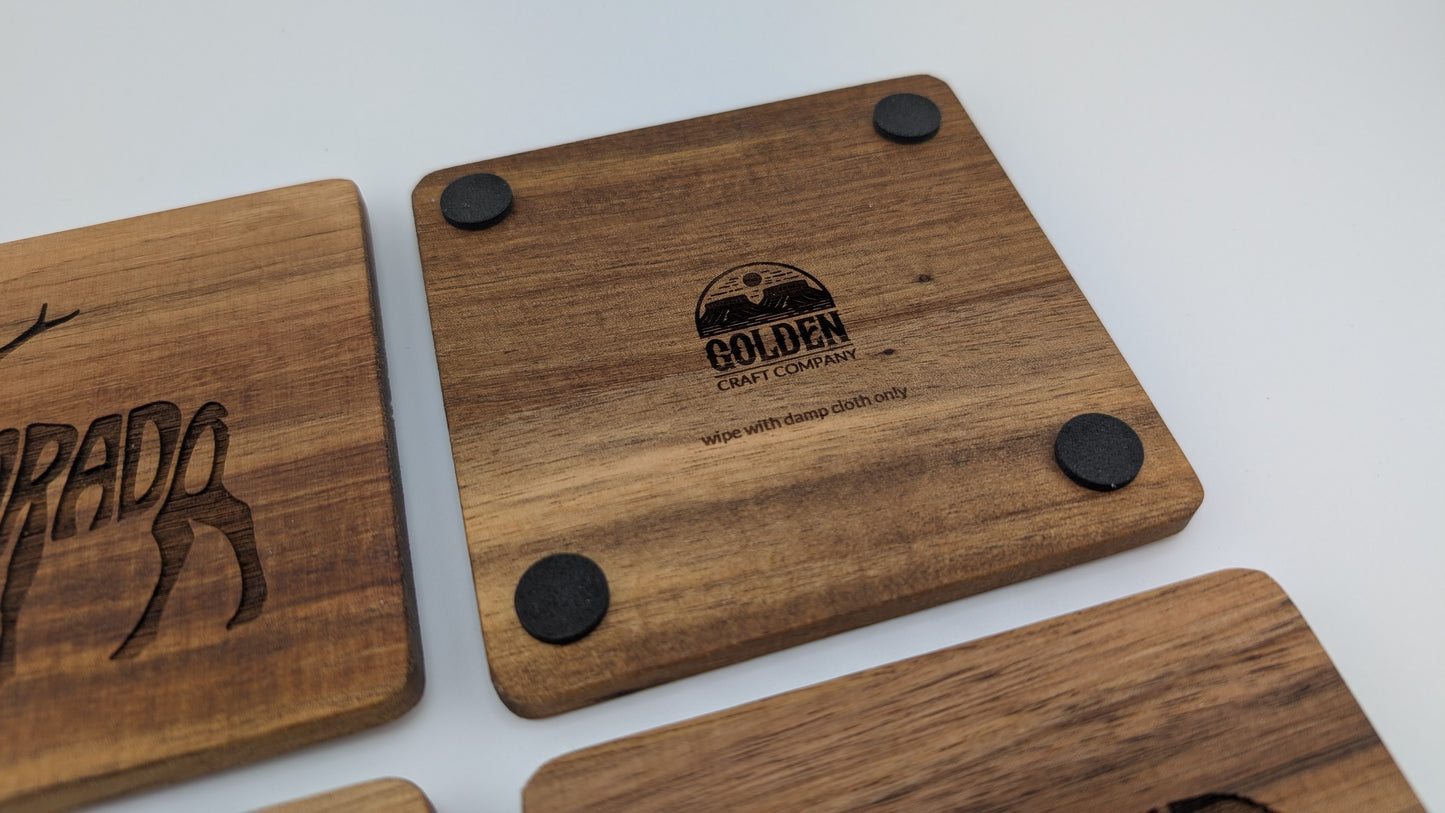 Colorado Wildlife Acacia Coasters